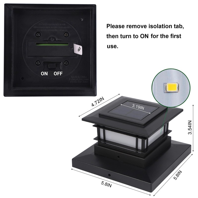 Dynaming 6 Pack Solar Post Cap Lights Outdoor, Fence Post