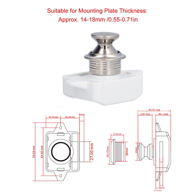 Push Button,Universal Cabinet Push Button Catch Lock Door Knob Yachts