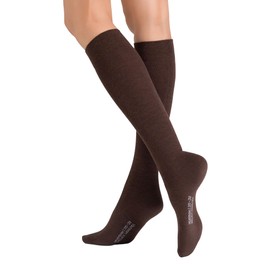 Hudson Relax Woolmix Clima Women's Knee-High Socks Pressure-free Waistband, Brownmel. 0763, 35 - 38