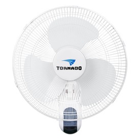 Tornado 16" 3-Speed Oscillating Wall Mount Fan with Remote Control, Timer and Adjustable Tilt, Ideal for Home, Bedroom & Office, 6 FT Cord UL Safety Listed, White