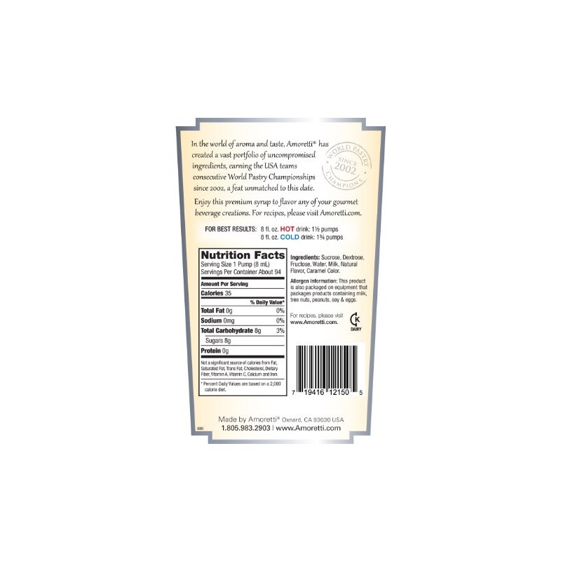 Amoretti Premium Syrup, Cajeta, 25.4 Ounce