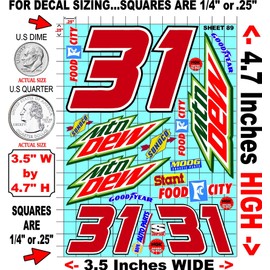 Clear Vinyl 89 R/C Racing Sponsor Sticker Gang Sheet Good -1/24 – 1/16th Scale Model Decal Sticker Sheet Radio Control Lexan Body – Die-Cut to Shape - Peel & Stick – Water Slide