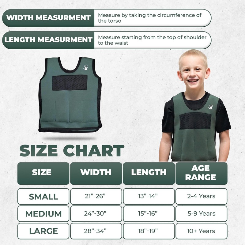 Weighted Vest for Kids - Adjustable Compression Vest, Medium (Ages