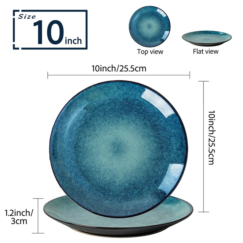 YALONG Dinner Plates Set of 6, 10 Inch Ceramic Plates