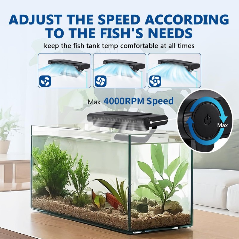 BAOSHISHAN Aquarium Chiller Fan, Powerful Fish Tank Cooler with Light,