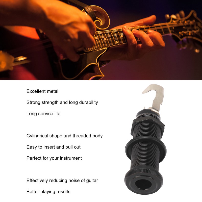 Guitar End Pin Jack Socket Threaded Metal 6.35mm for Bass