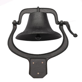MYOYAY Campana de cena grande de hierro fundido pesado de 14 pulgadas, estilo antiguo, estilo vintage, para exteriores, jardín, patio tra...