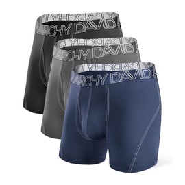 DAVID ARCHY Mens Underwear Mesh Quick Dry Boxer Briefs Active Performance Sports Ultra Soft Breathable Support Pouch Underwear with Fly in 3 Pack (S, Black/Dark Gray/Navy Blue - Mesh with Fly)