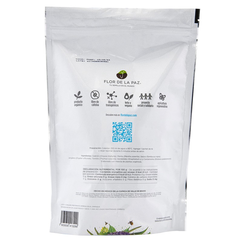 FLOR DE LA PAZ Aire vital, infusión herbal orgánica de