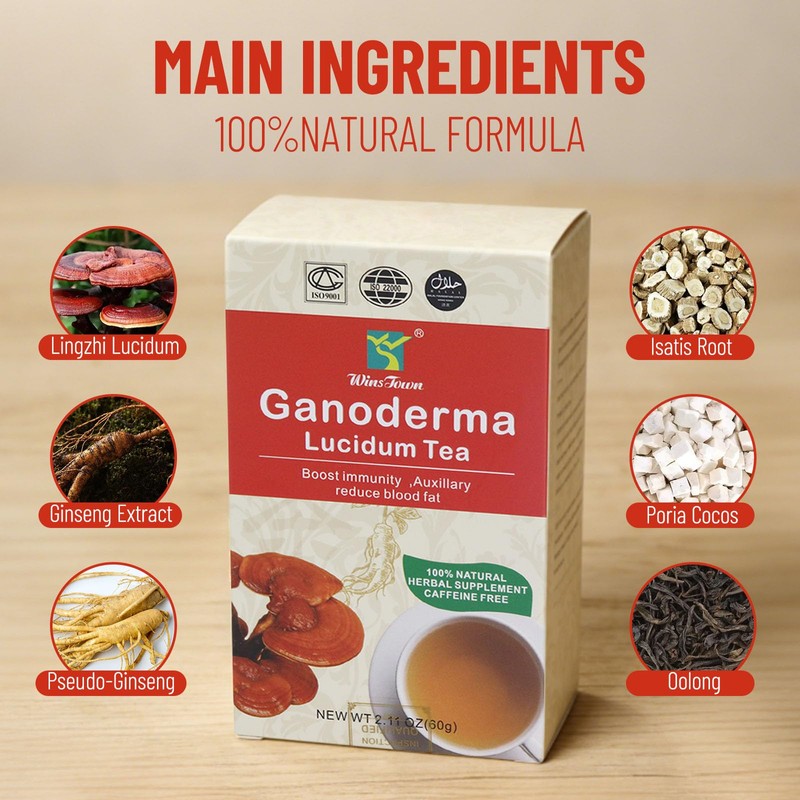 Wins Town Ganoderma Lucidum Tea, Organic Reishi Mushroom Herbal Tea