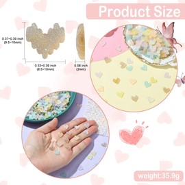 Gythar 200 pcs Random Colors Iridescent Heart Theme Resin Cabochons Rainbow Love Gradient Flatback Charms for DIY Jewelry Embellishment Craft Phone Art Nails