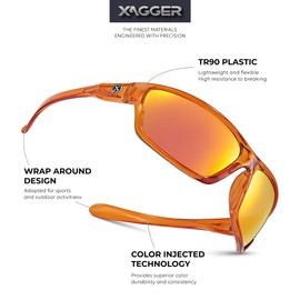 Xagger Polarized Wrap Around Sport Sunglasses for Men Women TR90 Frame Driving Running Fishing