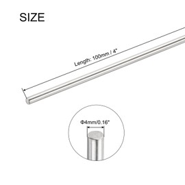 sourcing map 6Pcs 304 Stainless Steel Round Rods Bar, 4mm x 100mm for Various Shaft DIY Craft Model Car Plane Ship