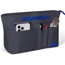 Joqixon Bag Organizer for Handbags,Tote Bag Organizer Insert Zipper Bag for Women, Handbag Organizer Inside Liner with 15 Pockets, Degrey, S