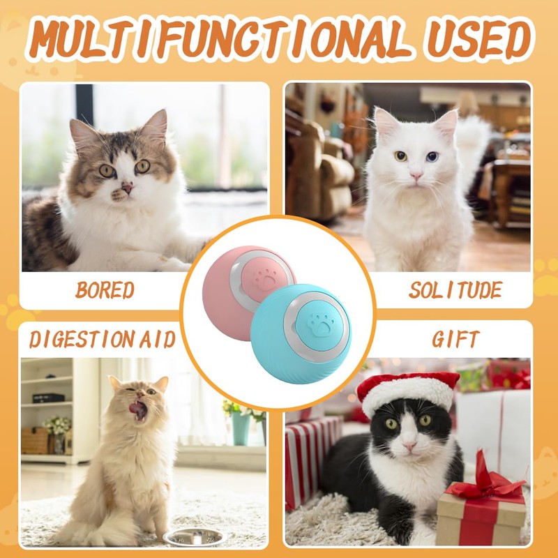Tomedeks 2 Pezzi Giochi Interattivi per Gatti, Pallina Gatto Automatica,