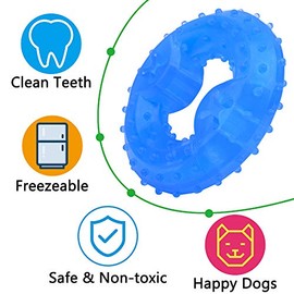 Juguete de enfriamiento para perros, anillo de dentición para cachorros, juguete para masticar para perros, juguetes resistentes y duraderos para masc