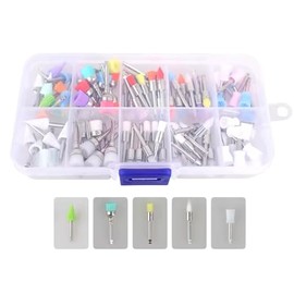 Kit de Cepillos para pulir y Gomas para pulir, 100 Piezas Variadas dentales para profilaxis, Multicolor, con Caja Organizadora
