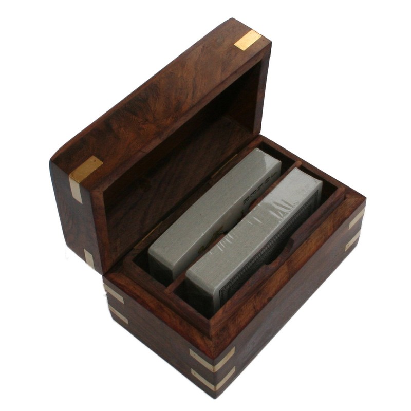 Twin pack wooden card box with Two Packs of Cards