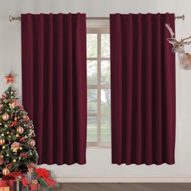 Turquoize Burgundy Blackout Curtains Solid Rod Pocket and Back Tab Curtains Thermal Insulated Blackout Curtains for Bedroom Window Treatment Drapes - 2 Panels - 52" W x 63" L - Burgundy