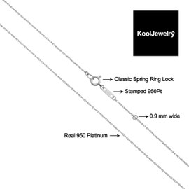 Kooljewelry Platinum 950 Light Rope Chain Necklace (0.9 mm, 16 inch)