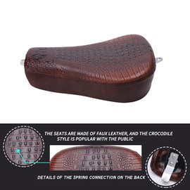 DREAMIZER Motorcycle Front Driver Crocodile Style Solo Seat Leather Pillow Cushion Compatible with Sportster 48 72 Iron 883 XL883 Forty Eight XL1200 Seventy Two 1200, Crocodile Style Brown