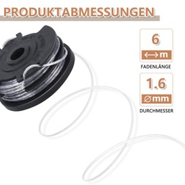 Yweller Replacement Spool F016800351 Length 6 m Thickness 1.6 mm Suitable for Bosch Grass Trimmer ART 30-36 LI, ART 30, ART 30+, ART 27, ART 27+, ART 24, ART 24+, Advanced Grasscut36 (8 Thread Spools