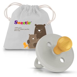 SWEETIE Rubber Pacifier Natural Rubber Pacifier Rounded (Grey, 6-12 Month)
