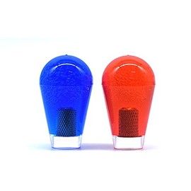 Arcity 2 Pcs Arcade Joystick Oval Bat Top Topper Knob Ball Top Transparent Clear Handle Knob American Type Style for Zippy SANWA SEIMITSU Arcade1up Machine Console Cabinet Red and Blue New