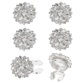 FINGERINSPIRE Pack of 6 Rhinestone Button Covers for Women Cufflinks Button Cover Made of Clear Crystal 25.5 mm Diameter Flower Shape Removable Snap Clips Made of Alloy Button Jewellery