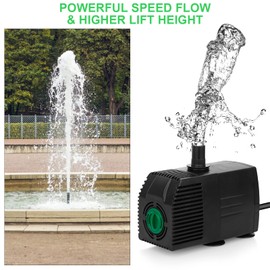 BARST Submersible Water Pump, 200GPH Aquarium Pump with Pre-Filter Screen, Adjustable Fountain Pump with 3 Nozzles and 6ft Power Cord for Fish Tank, Pond,Hydroponics, Outdoor Waterfall 800L/H,12W