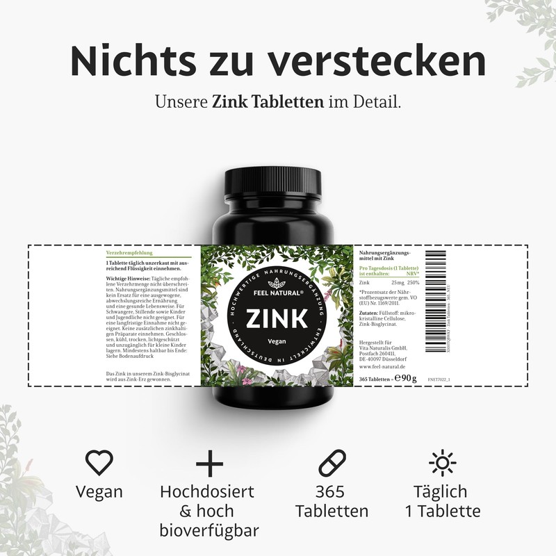 Zinc tablets – 365 pieces per year – high dose