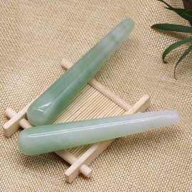 SUPVOX Jade Massage Rod Trigger Point Massager Guasha Massage Jade Roller Face Roller Cellulite Massager (Green)