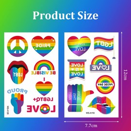 Pride Tattoos 10 Sheets Pride Day Tattoo Rainbow Temporary Tattoos, 70+ Pcs Rainbow Fake Face and Body Tattoos, Happy Pride Gay Day Accessories for Pride Parades