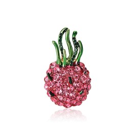 Teyolo Rhinestone Dragon Fruit Brooch for Women Pink Pitaya Brooch Fruit Lapel Pins Jewelry for Mom Wife Hat, Bag, Dress Accessories