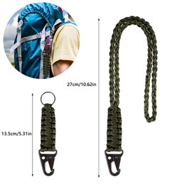 FYSL Paracord Key Chain, Pack of 4 Lanyard with Carabiner, 2 Colours, Braided Lanyard, Long Neck Strap for Motorcycle, Car, Camping, Hiking, Men, Women, Children, Black and Army Green
