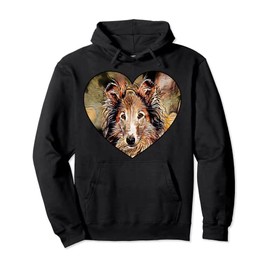 Collie Dog Breed Colorful Heart-shaped Art Portrait Design Pullover Hoodie