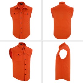 Hugger Men's Casual Denim Flannel Shirt - Cowboy Button Down Shirts - Cut Off Denim Shirt with Chest Pockets