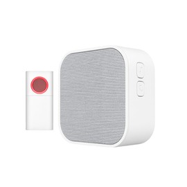 SYNTESY Kabellose Türklingel, batteriebetrieben, Reichweite bis zu 150 m, 36 Melodien, LED, 4 Lautstärken, einfache Installation – Farbe Weiß