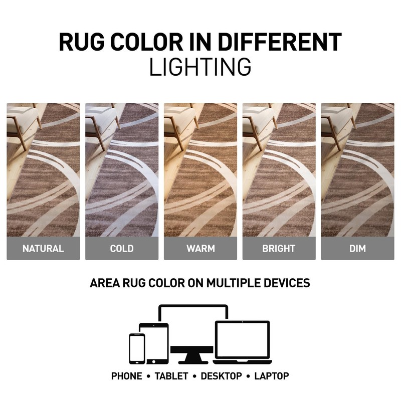 Rugshop Modern Wavy Circles Design Area Rug, Non-Shedding Carpet for