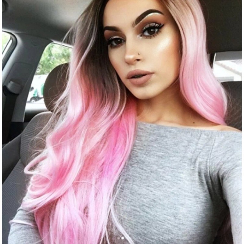 Bonniful Peluca Balayage Larga Fibra Natural Cabello Ondulada Dama