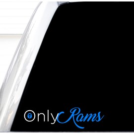 Only Rams Decal, H 2 by L 7 Inches, Funny Off Road 4x4 Stickers, (White and Blue)