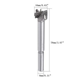 TOP-VIGOR 16mm Forstner Drill Bit, Tungsten Carbide Wood Auger Drill Bit Hole Saw Opener for Woodworking Hinge Hole Drilling Boring Bit Cutter Grey