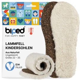 biped Children's Premium Lambskin Shoe Insoles - Undyed, with Cork and Recycled Rubber Backing - Warming Lambskin Soles z1024 (26-27)