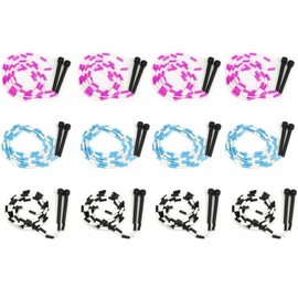 Jump Rope 12-Pack - Pink, Blue, Black and White Skip Ropes for Exercise - Outdoor Jump Rope for Kids, Adults and Athletes - Family Fun Toys and Games