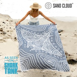 Sand Cloud Large Turkish Beach Towel - Sand Free - 100% Organic Turkish Cotton Yarn - Quick Dry Towel for Beach, Picnic, Blanket or Bath - As Seen on Shark Tank - Marine Life (Devil Ray)