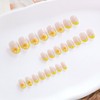 BQZQOAMZ Yellow Flower Short Almond False Nails Yellow French Tip