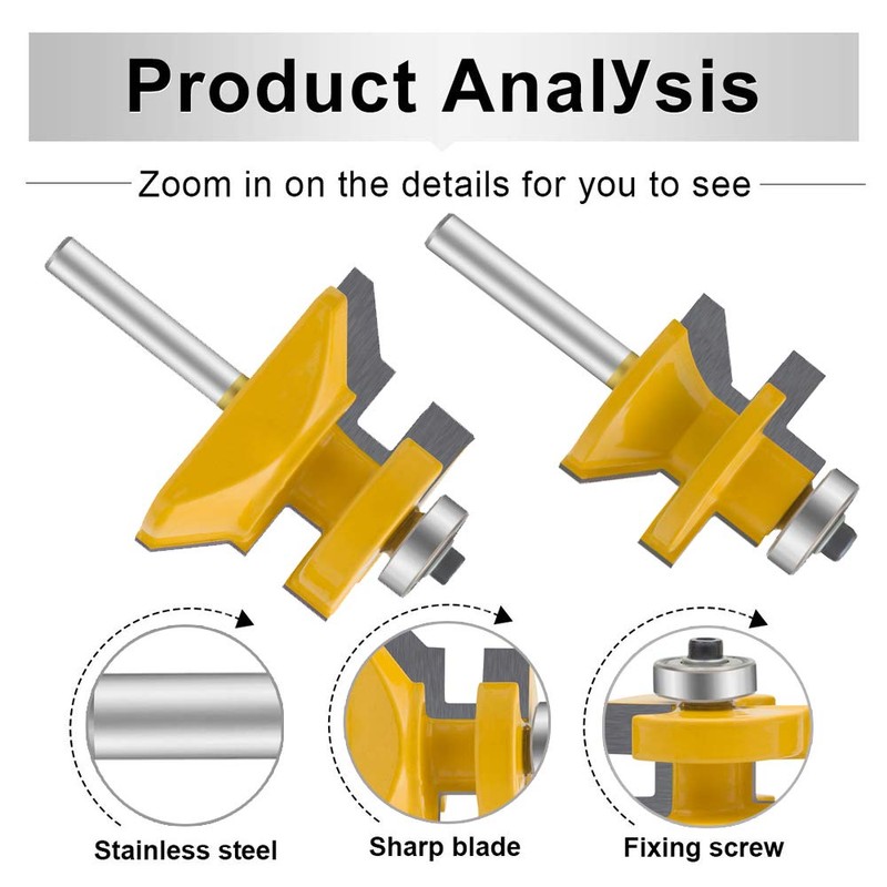 LEATBUY-TECH 1/4-Inch Shank Tongue and Groove Flooring Router Bit Set