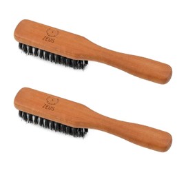 ZEUS Boar Bristle Beard & Mustache Handled Brush Set for Men, Firm Bristle & Soft Bristle Brushes, Travel Beard Care Brushes with Handle (Made in Germany) TWO PACK