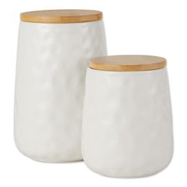 DII Kitchen Accessories Collection, Textured Matte Ceramic Canister Set, White, Dimple, 2 Piece