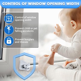 Enhon 2 Pack Window Locks, Diecast Durable Design, Compatible with Horizontal and Vertical Window, Fit 1/16 inch(0.16cm) up to Wide Rail, Easy Installation, Enhanced Safety (1-1/2 Inch Long Version)